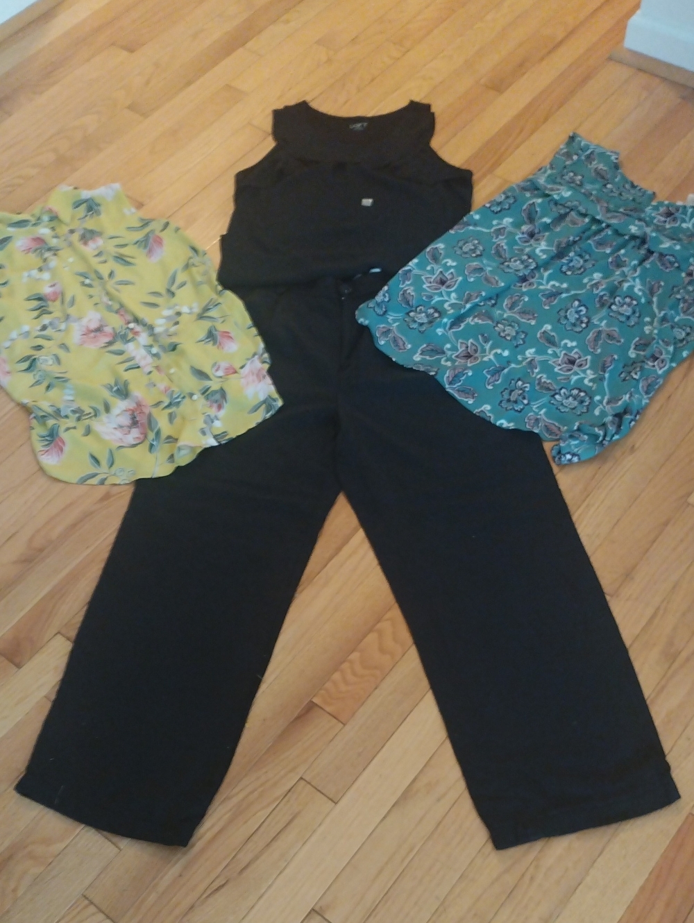 LOFT Bundle Black Wide-Leg Trousers And 3 Sleeveless Tops